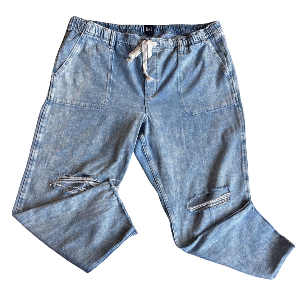 Gap Blue Elastic Waist Distressed Cotton Jeans XXL